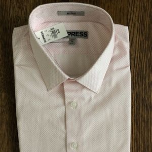 Express White and Pink Pattern Button Down Shirt